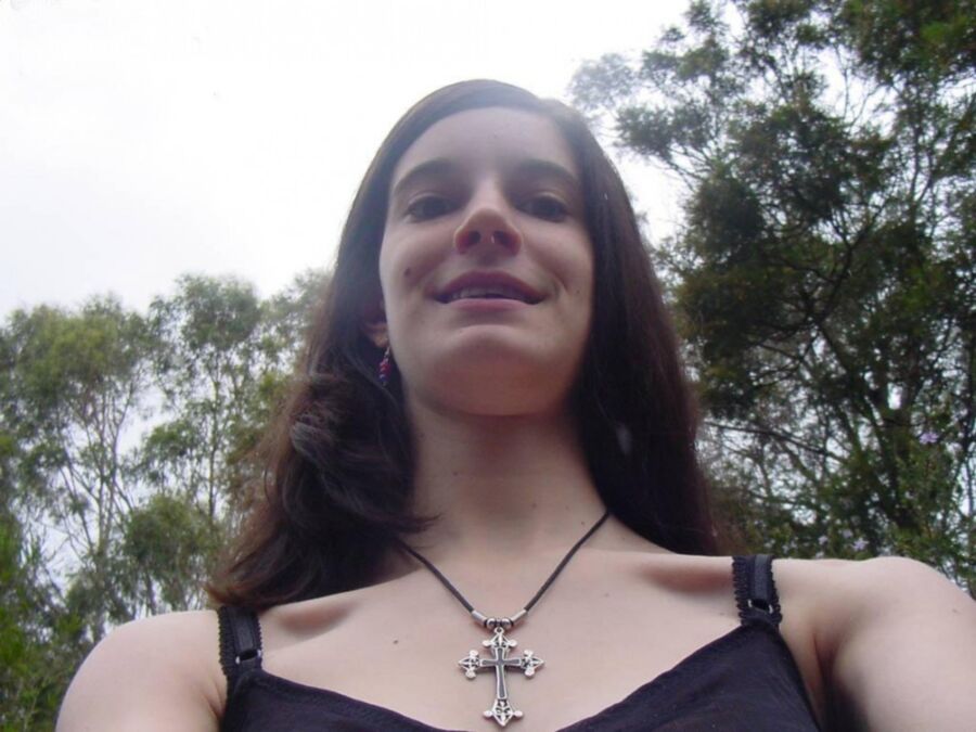 busty goth teen outdoors