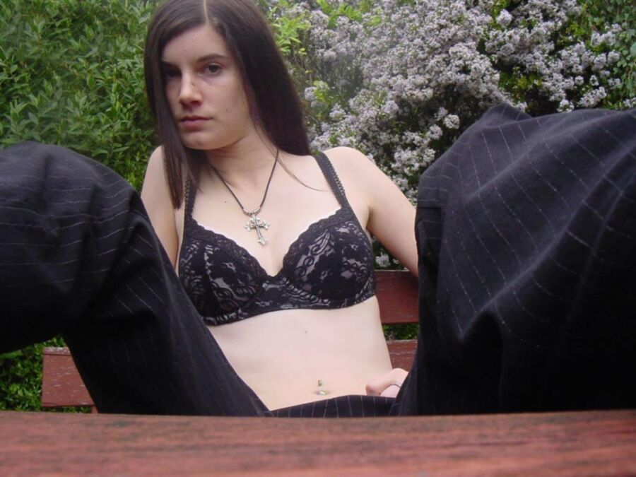 busty goth teen outdoors