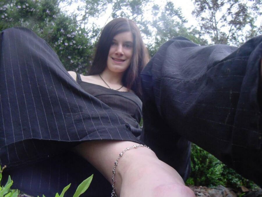 busty goth teen outdoors