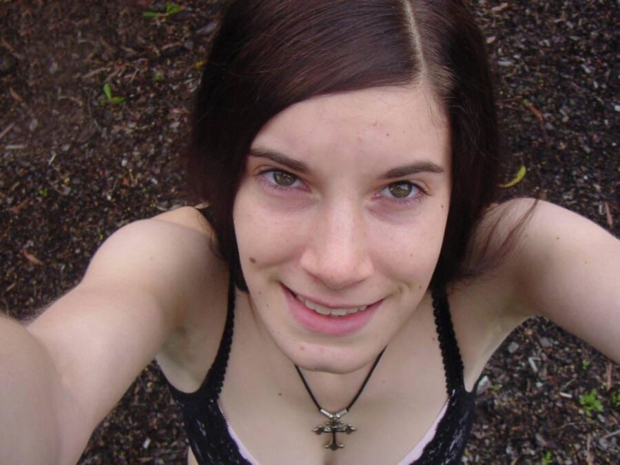 busty goth teen outdoors