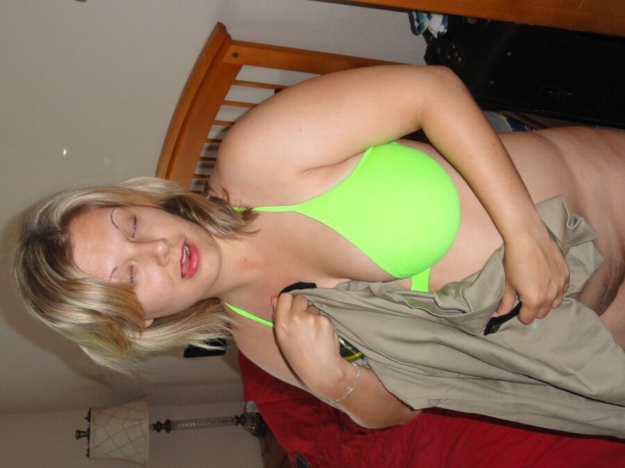 Wife Is A Hottie - Green Panties and Bra