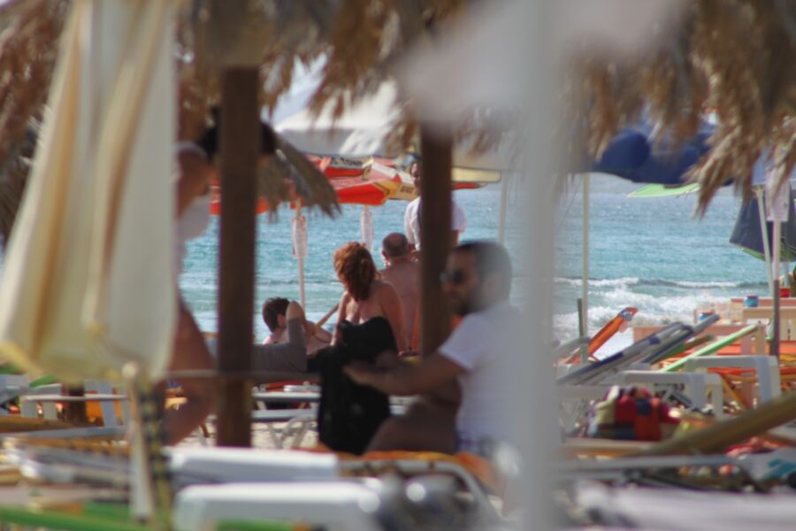 Redhead milf caught topless in Plaka beach, Naxos