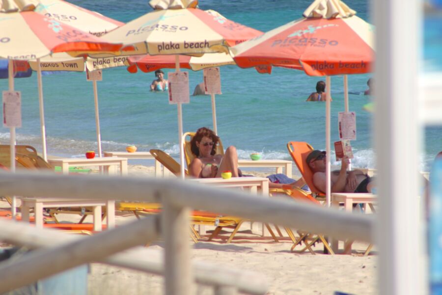 Redhead milf caught topless in Plaka beach, Naxos