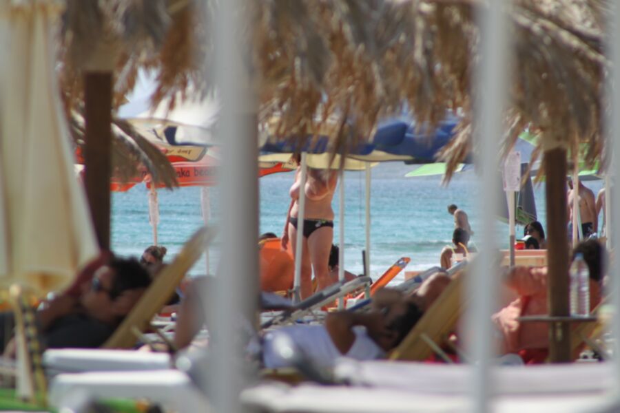 Redhead milf caught topless in Plaka beach, Naxos