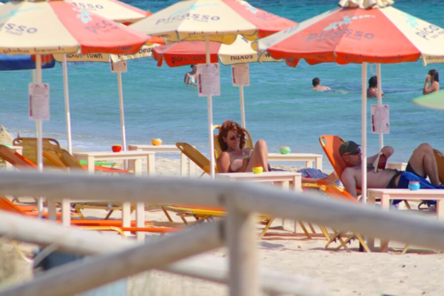 Redhead milf caught topless in Plaka beach, Naxos