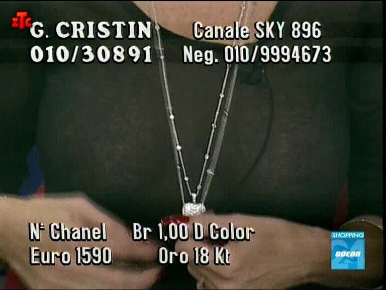 Sexy presenter seller of jewelry from Italy