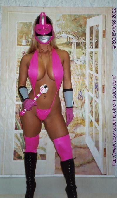 Julie Ann Gerhard as a pink Power Ranger