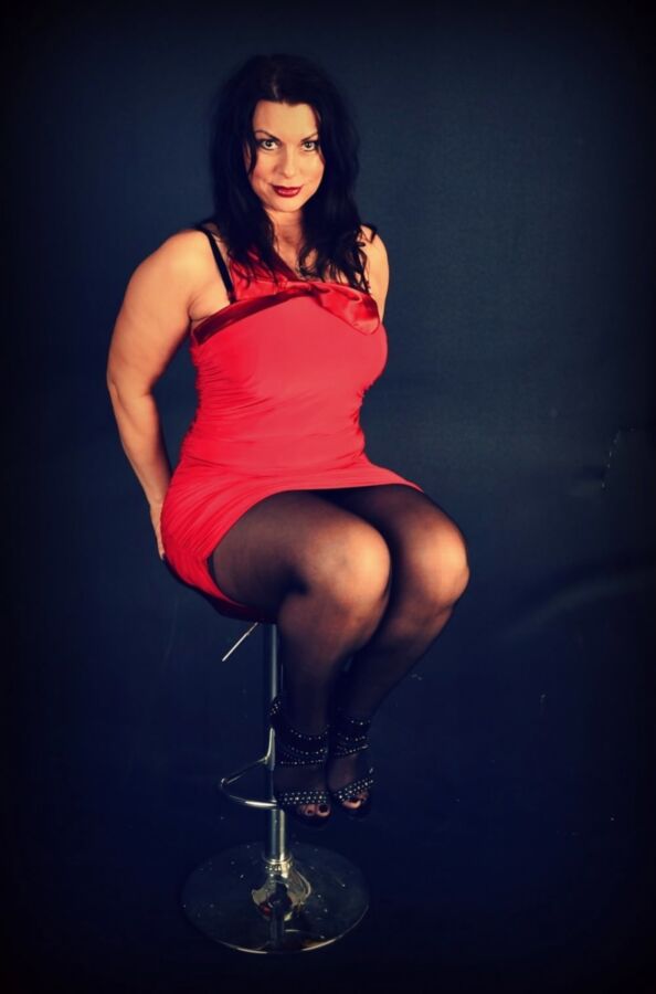 Raven-Red Dress And Black Stockings