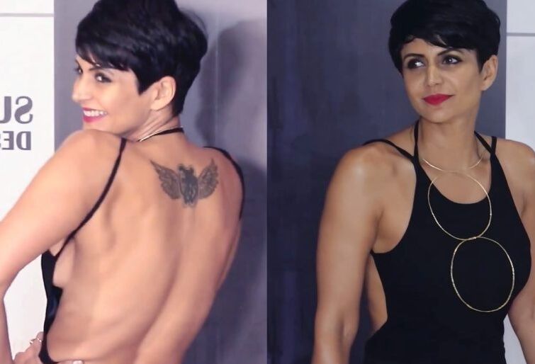 Mandira Bedi - Indian Babe Glamourosa em roupa reveladora sem costas