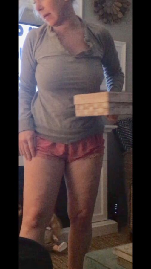 Milf wife showing tits and belly