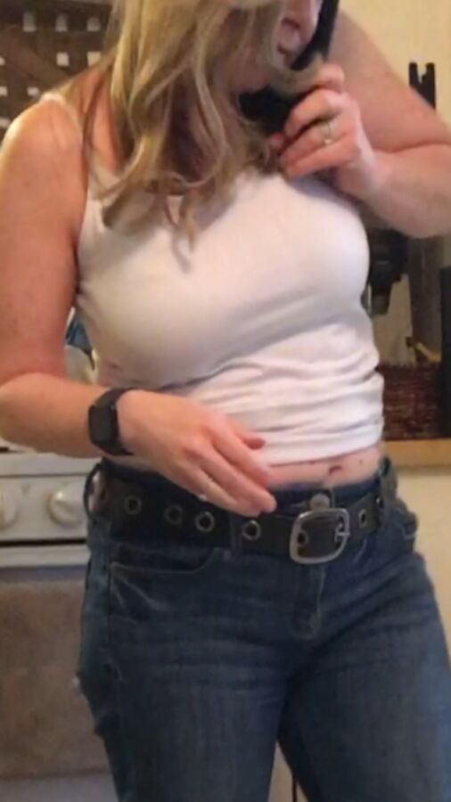 Milf wife showing tits and belly