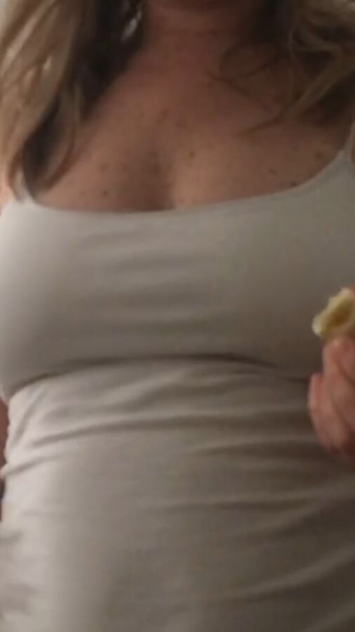 Milf wife showing tits and belly