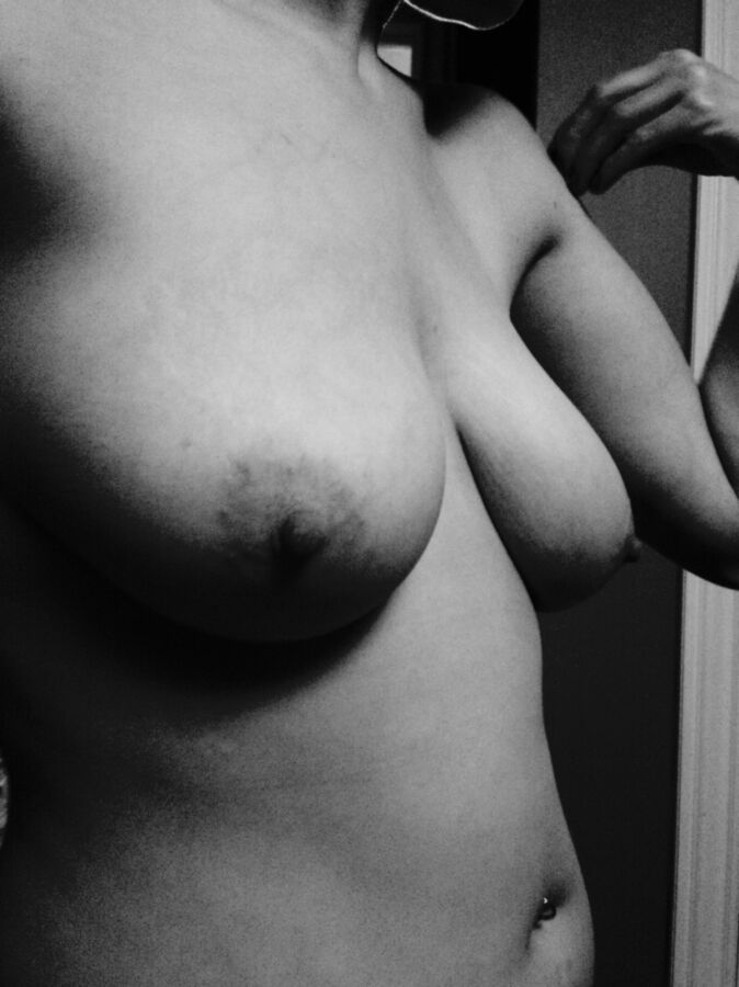 My big natural tits in black and white for you