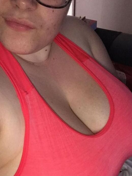 Teen with big natural saggy white tits