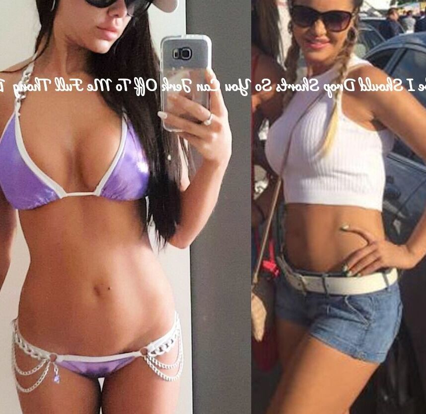 Sarah White Top & Shorts Versus Tiny Bikinis