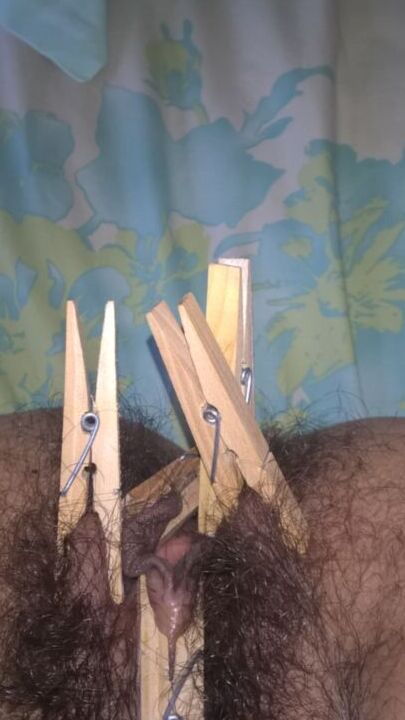 Hairy JoyTwoSex Playing With Clothespins