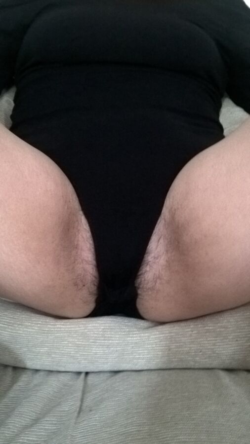 Hairy JoyTwoSex Black Bodysuit And Tampon