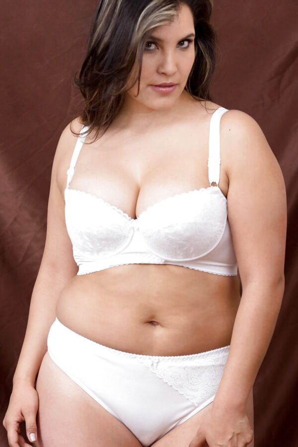 Big girls in white  lingerie