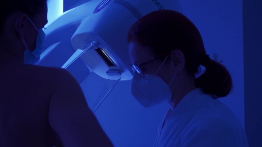 Hungarian women having a mammogram