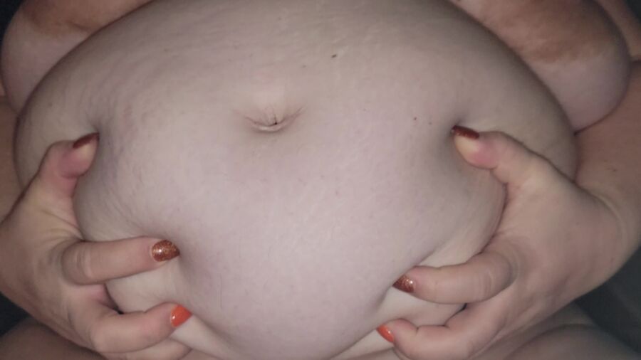 Cumming on Graces Fat Belly