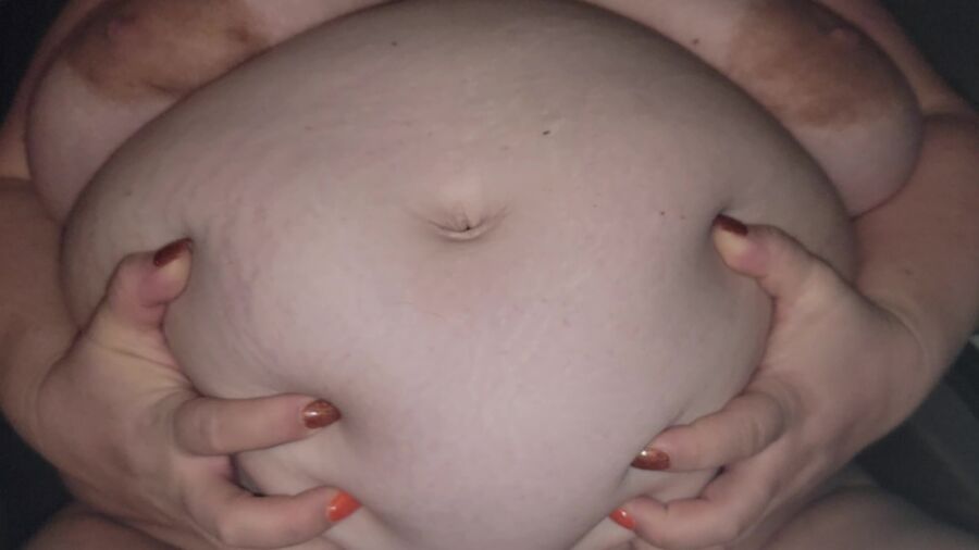 Cumming on Graces Fat Belly