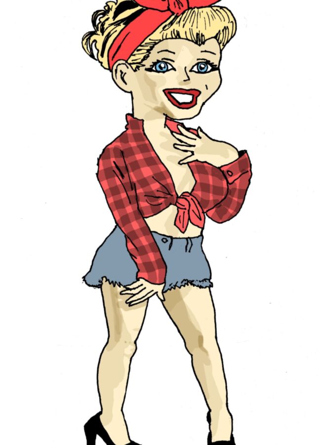 Mädchen mit schwarzen Haaren nackt, Pin-up-Rockabilly.... Cartoon