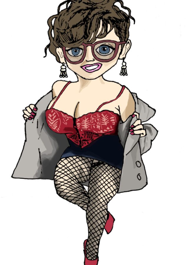 Mädchen mit schwarzen Haaren nackt, Pin-up-Rockabilly.... Cartoon