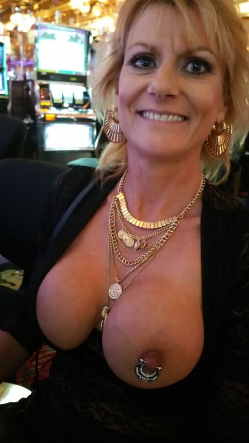 My wife showing off at the casino