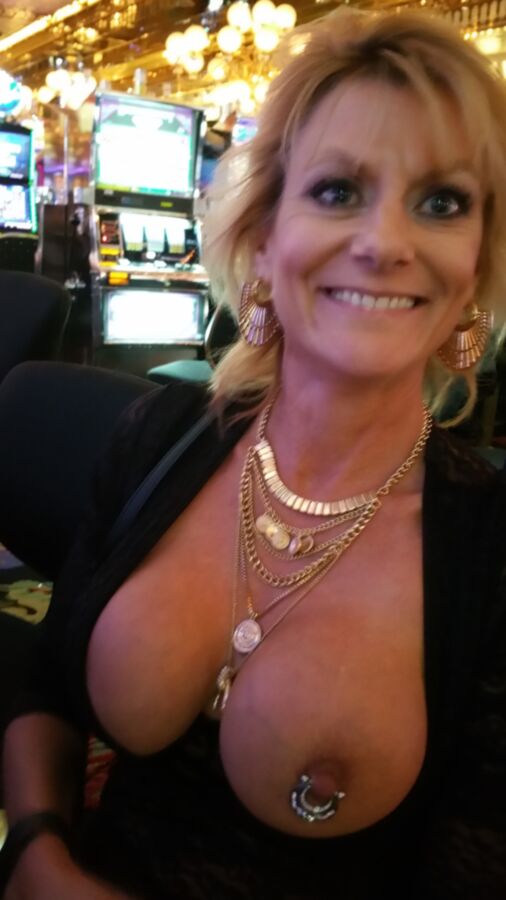 My wife showing off at the casino