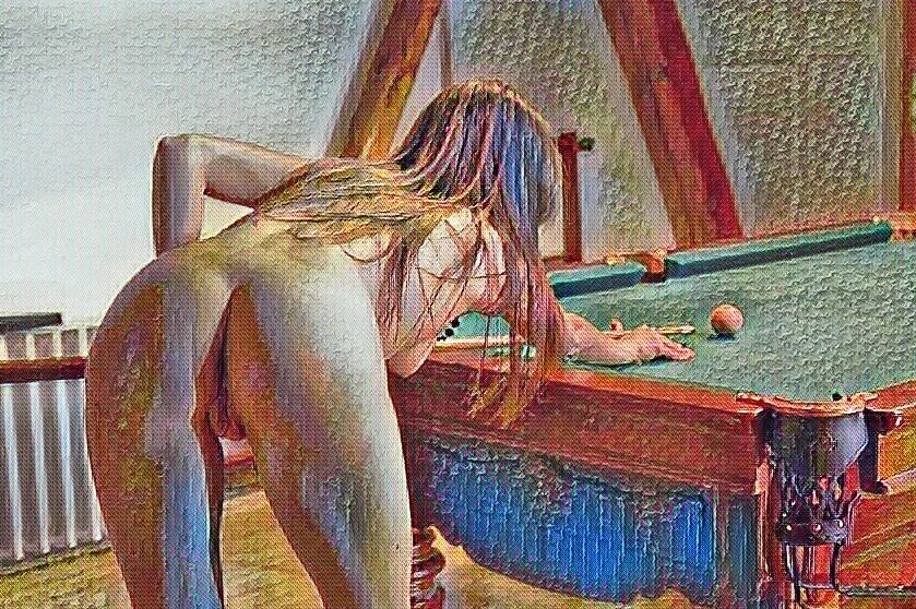 Love nude girls at the pooltable#