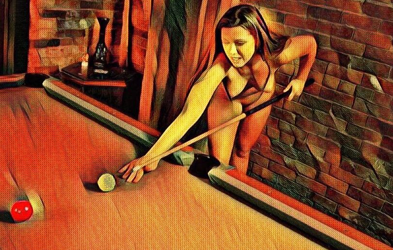 Love nude girls at the pooltable#