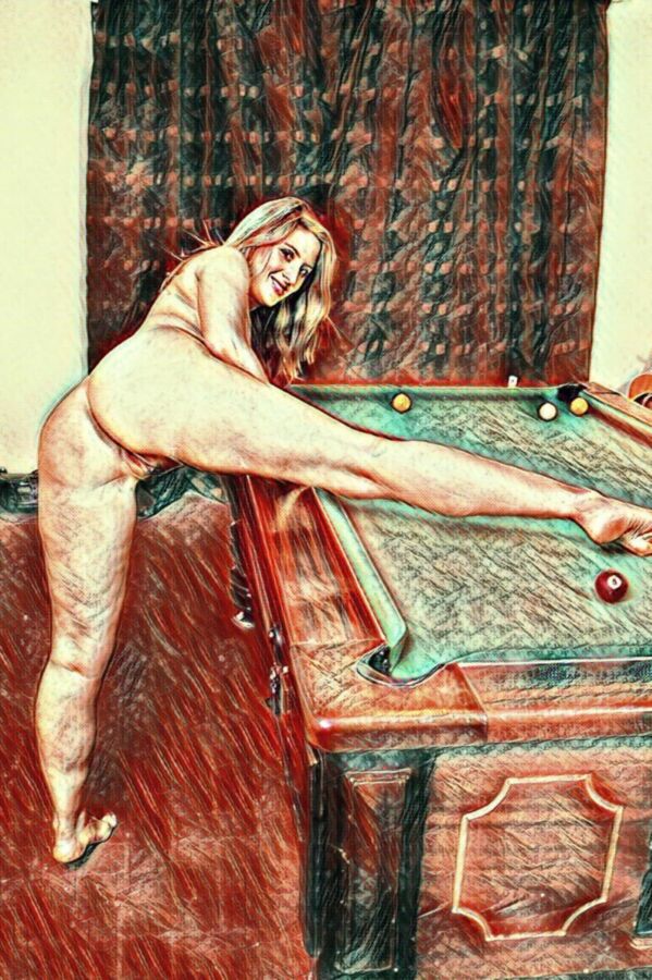 Love nude girls at the pooltable#