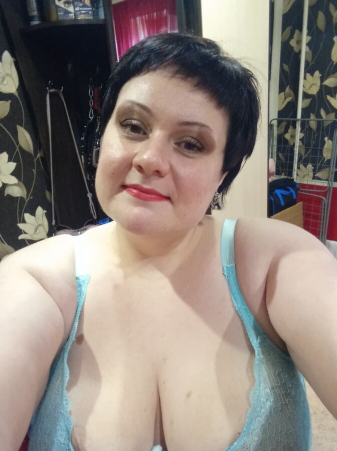 BBW brunette mi;f Alla with nice face and good tits