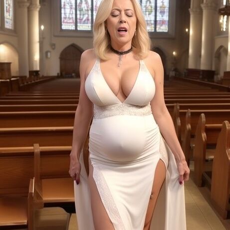 Orgasm of preg. brides in church, fucked by the Holy Spirit (AI)