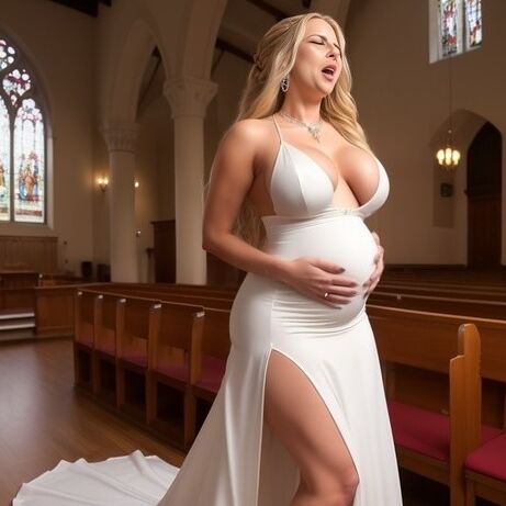 Orgasm of preg. brides in church, fucked by the Holy Spirit (AI)