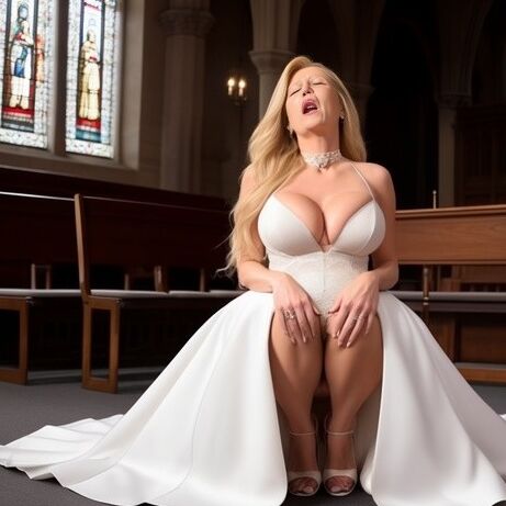 Orgasm of preg. brides in church, fucked by the Holy Spirit (AI)