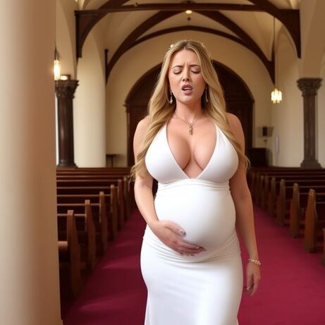 Orgasm of preg. brides in church, fucked by the Holy Spirit (AI)