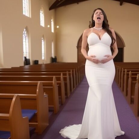 Orgasm of preg. brides in church, fucked by the Holy Spirit (AI)