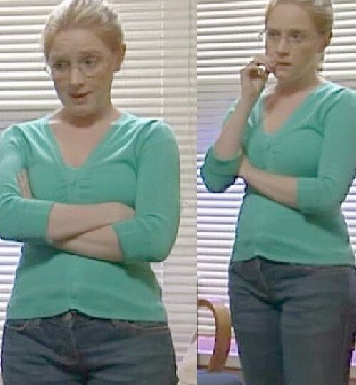 Julia Haworth goddess of Corrie in Jeans and Satin