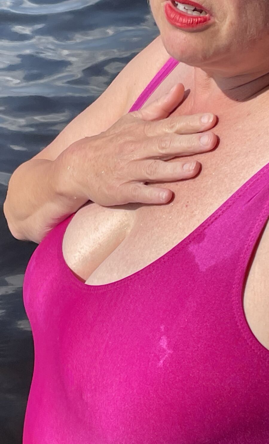 swimsuit boob adjustment unaware 2