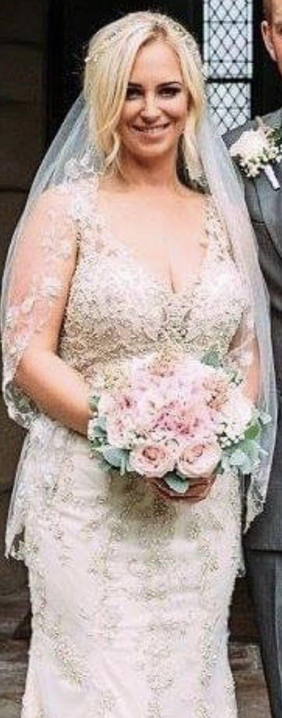 Beautiful busty blonde bride