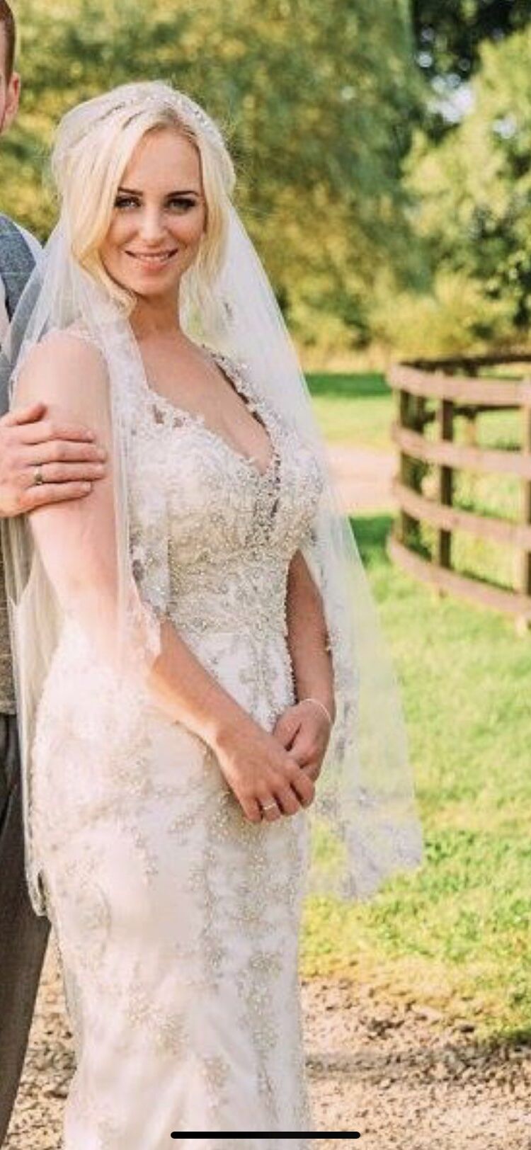 Beautiful busty blonde bride