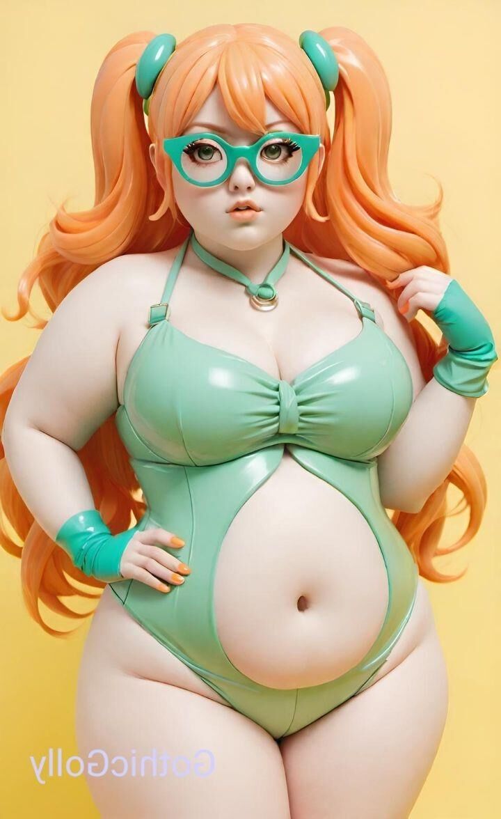 sexy molliges Anime-Mädchen mit Brille