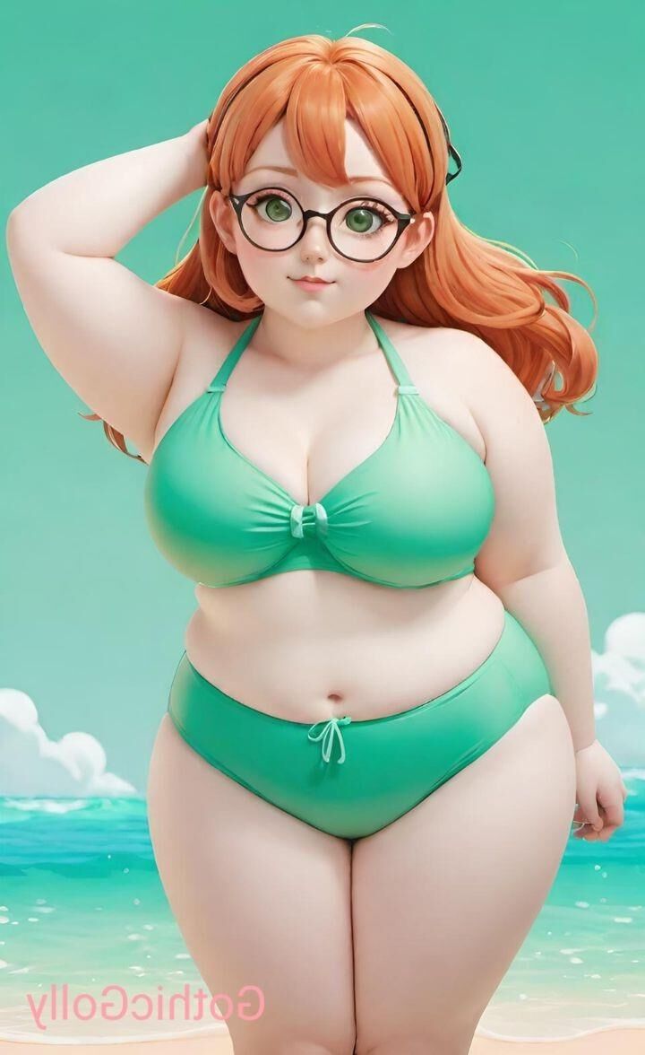 sexy molliges Anime-Mädchen mit Brille