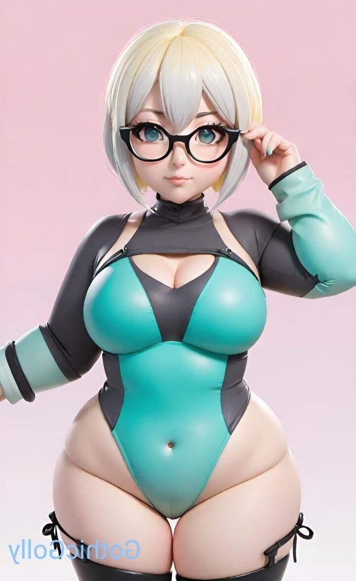 sexy molliges Anime-Mädchen mit Brille