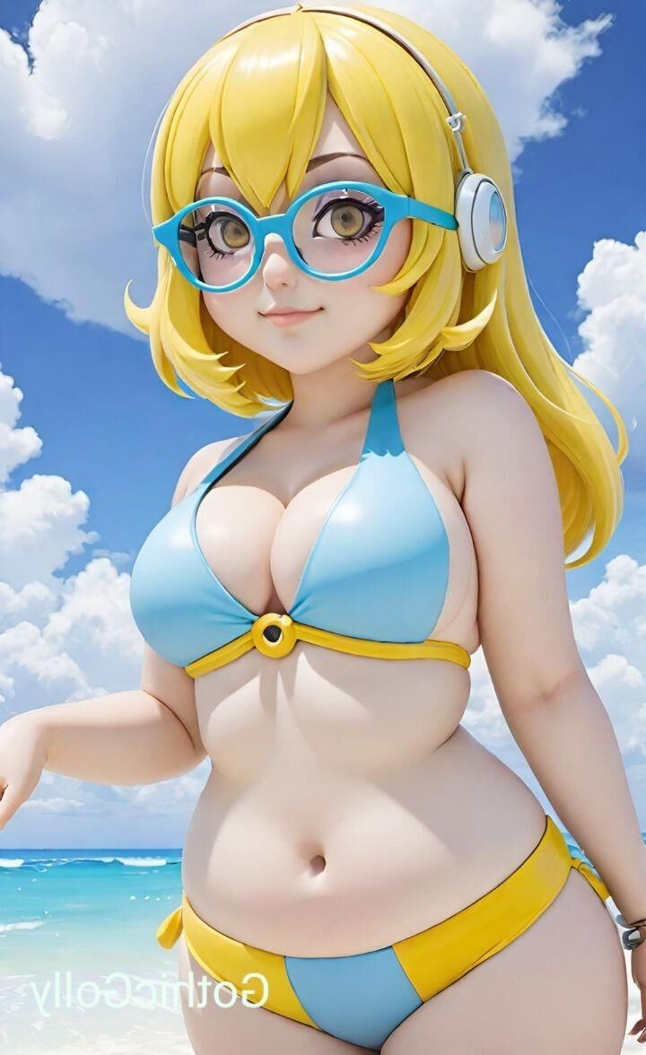 sexy molliges Anime-Mädchen mit Brille