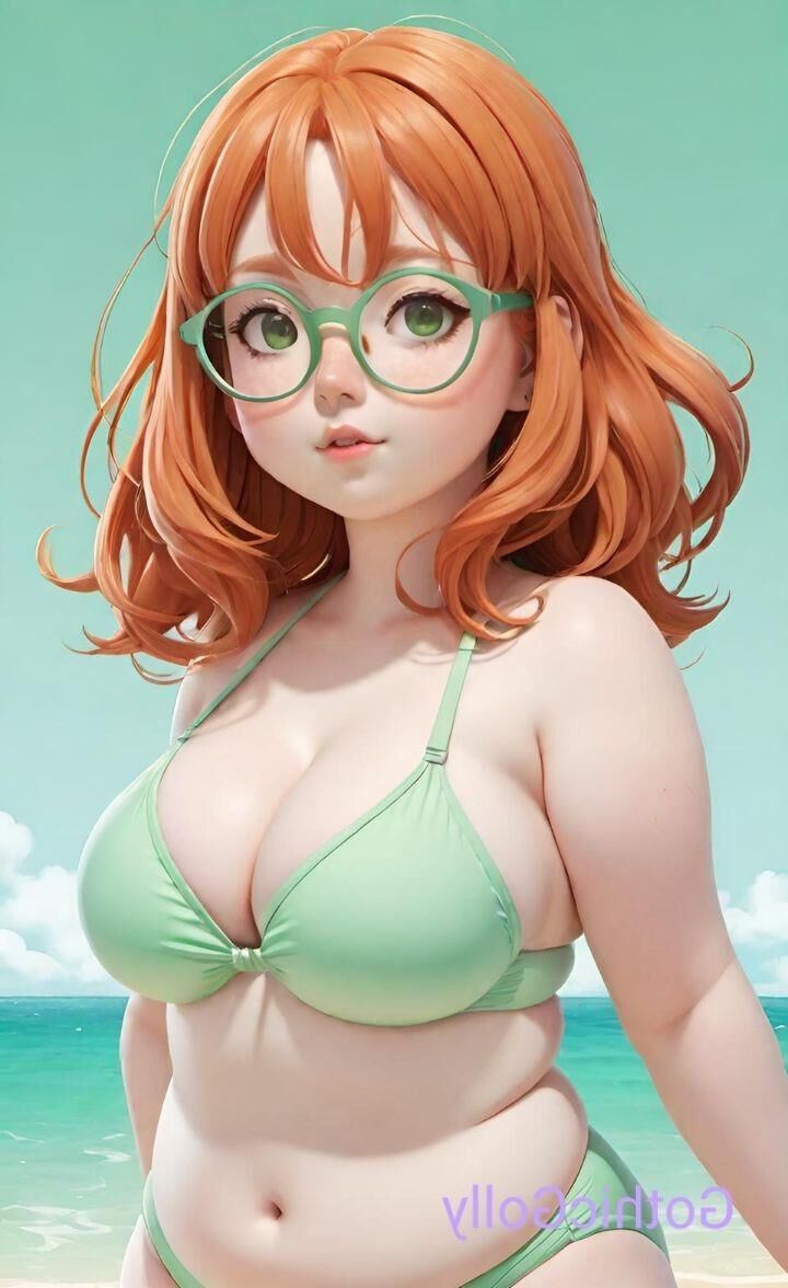 sexy molliges Anime-Mädchen mit Brille