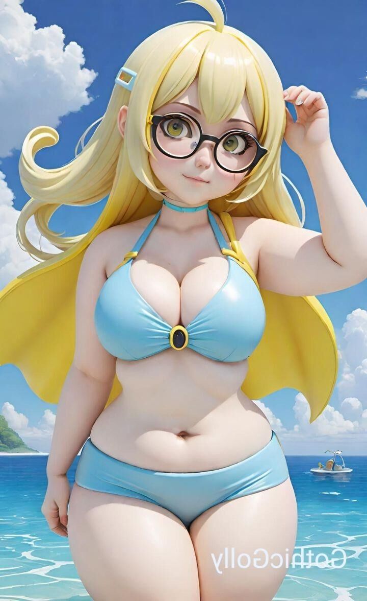 sexy molliges Anime-Mädchen mit Brille