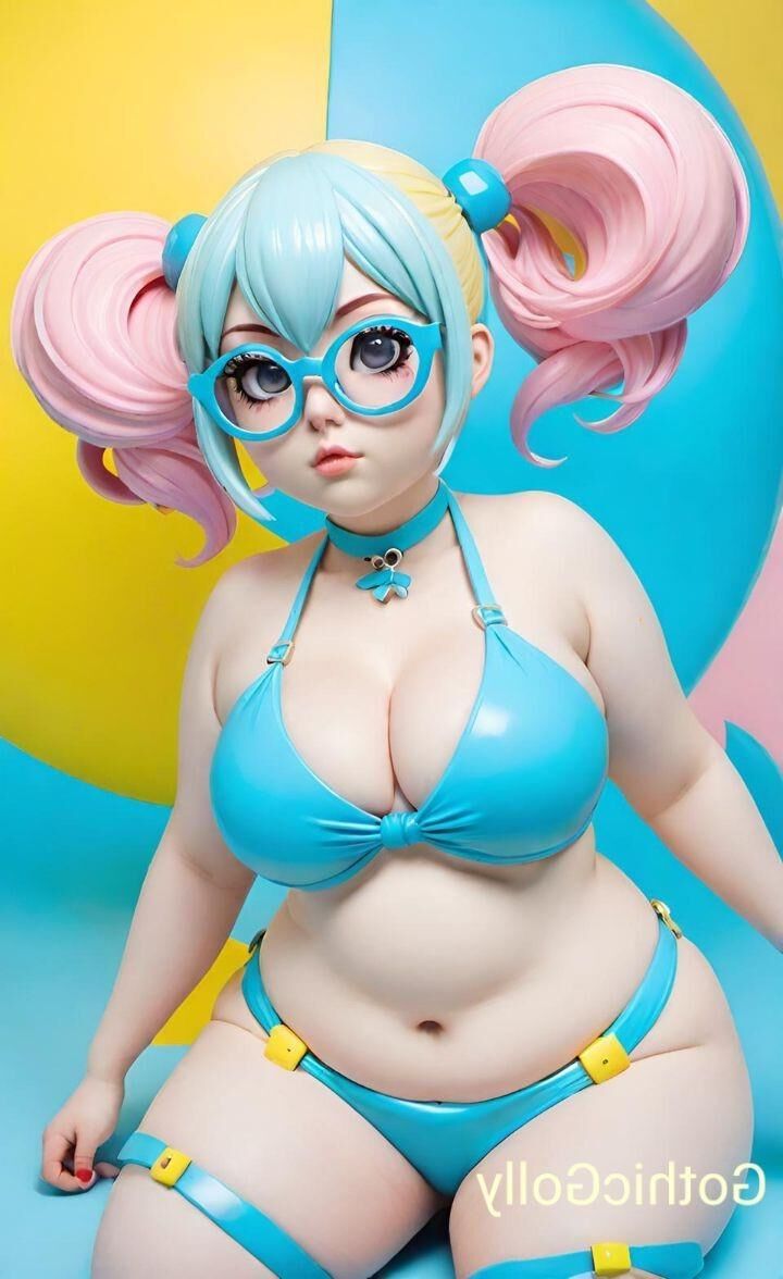 sexy molliges Anime-Mädchen mit Brille