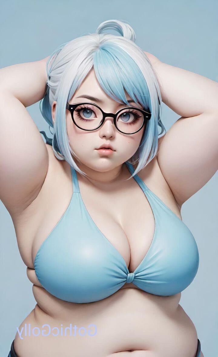 sexy molliges Anime-Mädchen mit Brille